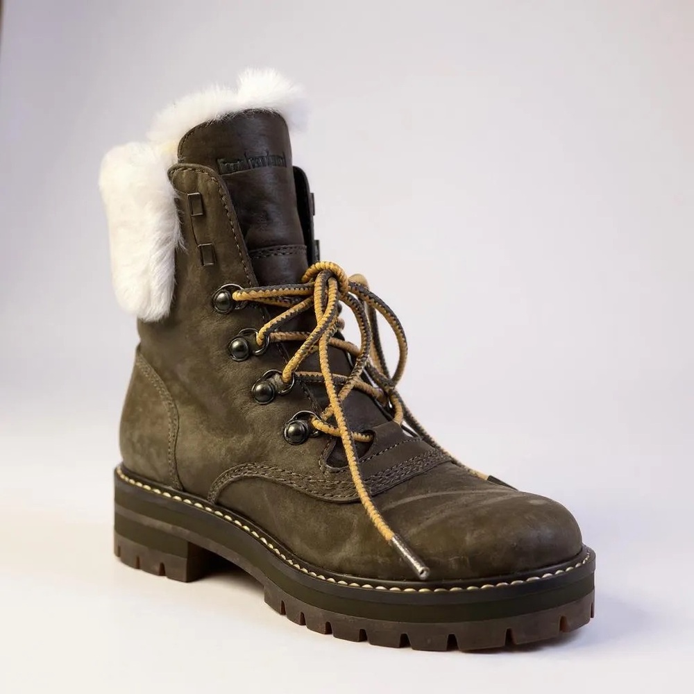 Timberland brown leather and fur boots